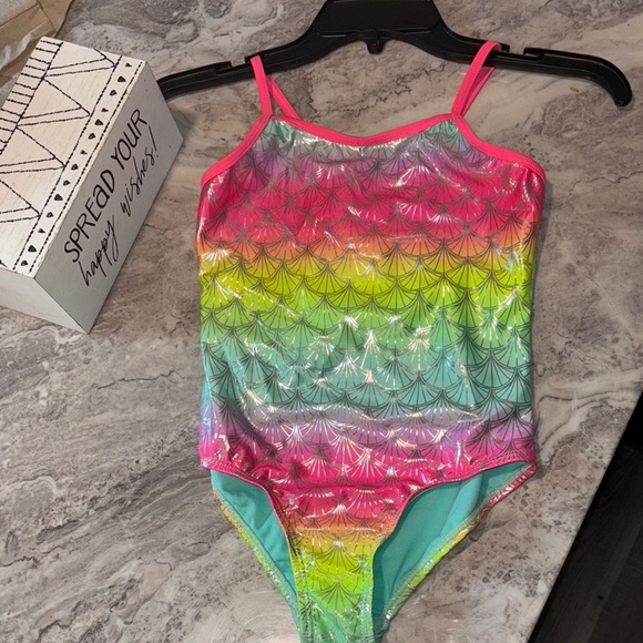 Wonder Nation Pink and Red One Piece Swimsuit - Picture 1 of 5